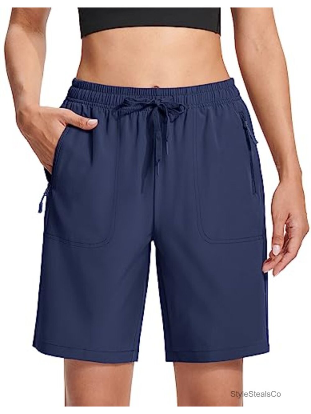 Women's Hiking Shorts Lightweight Quick Dry 8" 3 Zipper Pockets Water Resistant